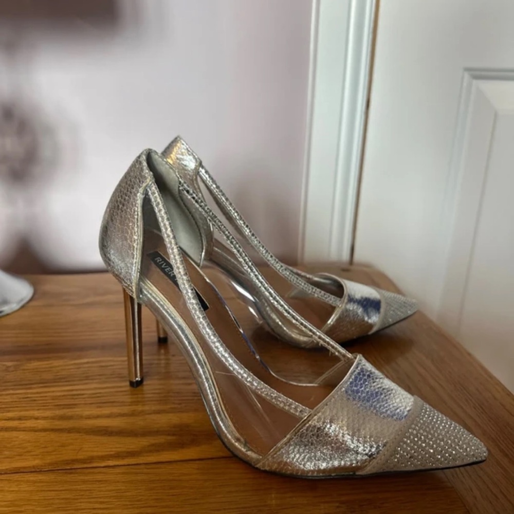 River Island Shimmering Silver Heels